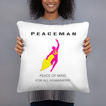 Load image into Gallery viewer, Peaceman® Throw Pillow - Logo/White