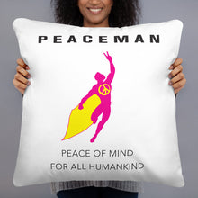 Load image into Gallery viewer, Peaceman® Throw Pillow - Logo/White