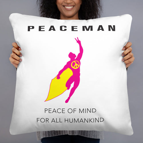 Peaceman® Throw Pillow - Logo/White