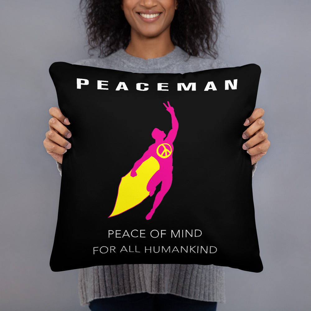 Peaceman® Throw Pillow - Logo/Black